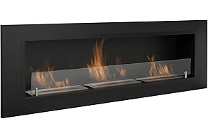 AARON HOME Milano camino bioetanolo, montaggio a parete, acciaio inox, 128x42cm (nero)