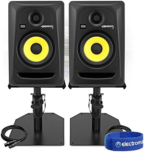 Electromarket KRK RP5 G3 Black Active Studio Reference Monitor Speakers with Desktop Stands