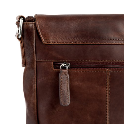 STOKED Umhängetasche NATHAN – Ledertasche mit Schultergurt klein – Schultertasche echt Leder braun-cognac - 3
