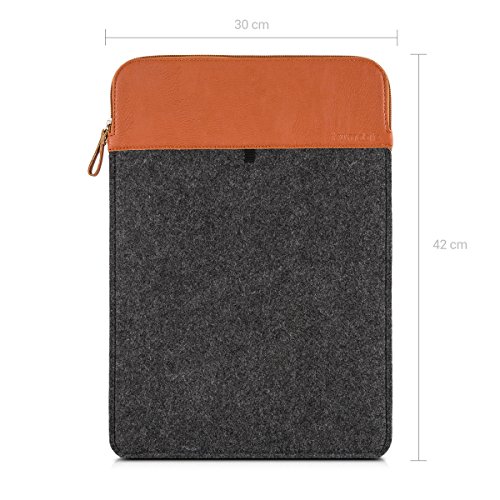 kwmobile Laptoptasche Filz Sleeve f  r 15  15 6  Laptop   Ultrabook - Notebook Tasche Schutzh  lle Laptop Case H  lle in Dunkelgrau Braun Innenma  e  