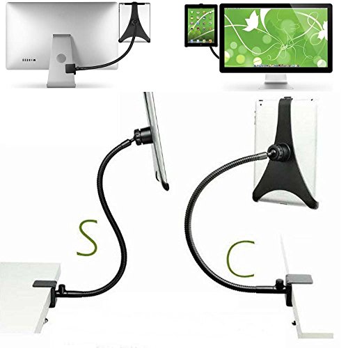 BESTEK iPad Schwanenhals Halterung Flexibel 360° Schwankbar mit 2 Abziehbaren Klemmen für iPad Air/Air 2 und ipad Mini 1/2/3 - 5
