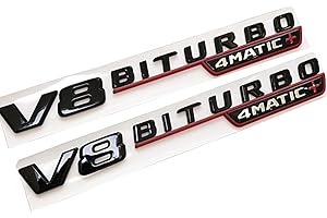WWFAN 2 stücke Fender Wind Vane Air Badge Decor Aufkleber V8 BITURBO. Emblem for Mercedes Benz AMG GT S ML SL Klasse CLA GLA SLK SLS CLS W220 (Color Name : Red V8 BITURBO)
