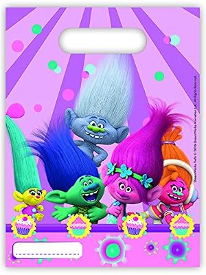 Générique Lot de 12 cartes d'invitation Kit * trolls * pour anniversaire d'enfant//6 cartes d'invitation Plus 6 enveloppes/fête/enfant fête d'anniversaire Thème Invitation plates