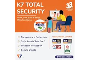 K7 Total Security Antivirus | 1 User 2 Years | Anti-Ransomware, Web Protection, Wi-Fi Security Advisor | Windows Desktop, Laptop, PC| Email Delivery in 2 hours