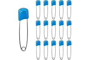 Ruidee Pack of 50 2.2 Inch Nappy Pins Safety Pins Plastic Head Nappies Needles with Locking Clasp (Blue)