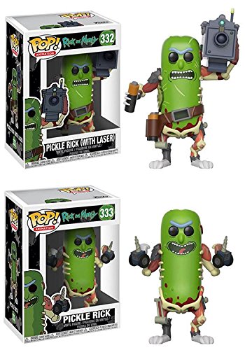 Funko POP! Rick & Morty: Pickle Rick with Laser + Pickle Rick – Viny