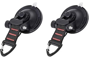 FRUNIMALL Suction Cups with Straps D Ring, Heavy Duty Suction Cups Anchor, Multipurpose Camping Sucker Cups Hooks for Home Outdoor Car Van Truck Awning Boat Tarp (2)
