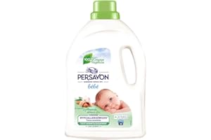 Persavon - Lessive Bébé, à l'Extrait d'Amande Douce BIO, Hypoallergénique, Peaux Sensibles, Sans Colorant, 33 Lavages - 1500 ml
