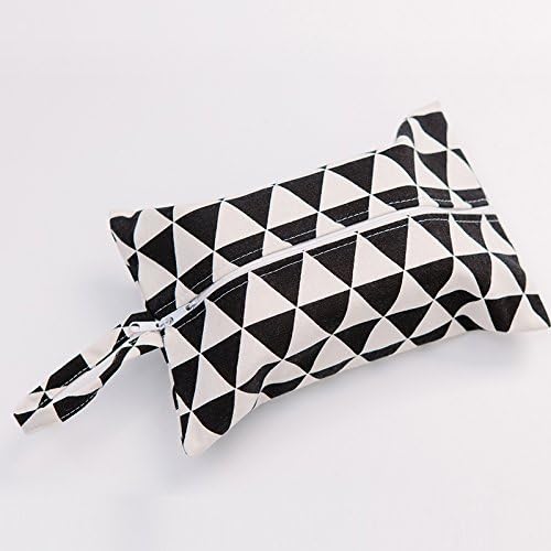 TISZJHU Square Plaid Cotton Tissue Box Study Denim Paper Towel Living Room Napkins Bag Simple And Modern,Black triangle