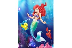 PEYGRE 5D DIY Diamond Art Painting Kit Full Drill, Diamond Crystal Rhinestone Arts and Crafts Cross Stitch Embroidery Pictures Paintings by Numbers for Adults Kids Home Wall Decoration, Mermaid