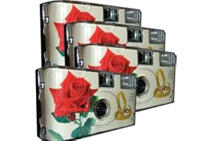 1A PHOTO PORST Appareil Photo jetable PORST, 4 x 1A, pour fête, Mariage, Rose Rouge+Anneaux, 27 Prises de Vue chacune