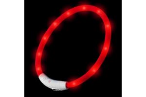 PRECORN LED hundhalsband i rött ljushalsband uppladdningsbart via USB-halsband kan förkortas individuellt