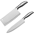 Pepplo Carbon Steel Knife Set - Damascus Kitchen Knives, Cooking Knife Set (Pack of 2)