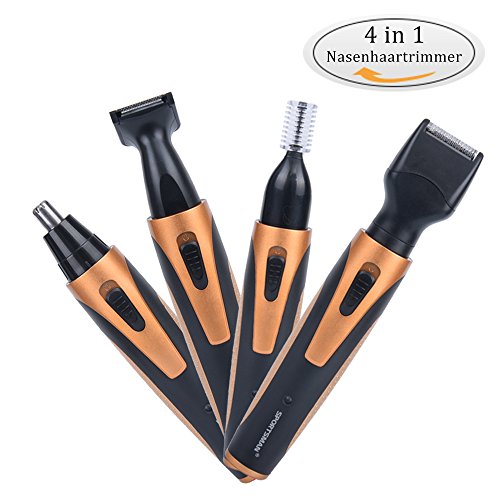 Warmoor 4 in 1 Nasenhaarschneider ,Wiederaufladbare Nasenhaartrimmer ,Bart Trimmer/Augenbrauen Trimmer /Sideburn Trimmer, Gesichtshaar-Trimmer ,Multi Haarentfernung ausEdelstahl und wasserdicht mit Nass / Dry Reinigungssystem