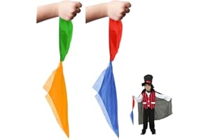 SNAGAROG 2Pcs Foulard Magique Colore Foulard en Soie Magique Écharpe en Soie de 4 Couleur Changeante pour la Magie de Rue, Famille, école, fête (Rouge,Jaune,Bleu, Vert)