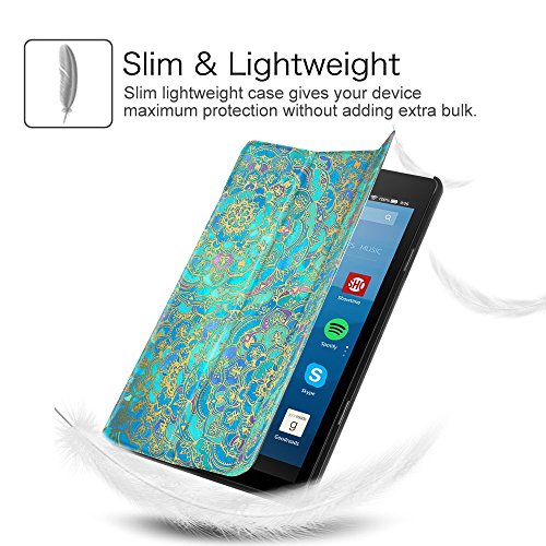 Fintie Hülle für Amazon Fire HD 8 Tablet (8-Zoll, 7. Generation – 2017) – Slim Cover Lightweight Schutzhülle Tasche mit Standfunktion und Auto Schlaf / Wach Funktion, Jade - 6
