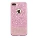 Produktbild Glitzer Case Chrom-Look Strass TPU Für iPhone 7-Plus 8-Plus Handy Schutz-Hülle Schale Tasche Stein Softcase Bling Ring Weich Durchsichtig Bling Luxus Christal Rhinestone Rosa Pink Leopard-Muster