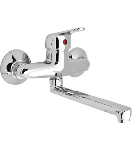 GRUPPO RUBINETTO LAVELLO A MURO CON CANNA ALTA RAMATO - RAME - Foto 8