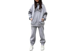 Tomwell Femmes Survêtement Ensemble 2Pcs Suit Mode Ample Manches Longues Sweatshirt Hiver Chaude Sweats à Capuche Et Jogging Pantalons Sportswear Femme Yoga Fitness Dormir