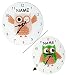 Produktbild Wanduhr / Tischuhr / Standuhr - aus Glas - lustige Eule - incl. Namen - 18 cm Uhr - groß - für Kinderzimmer Kinderuhr - Analog - leise - fast lautlos / Mädchen Jungen - Kinder / Erwachsene - Eulen Blätter Glasuhr modern - Design