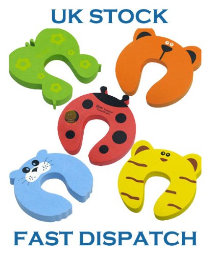 4 x Animal Door Stop, Finger Pinch, Safety Guard, Pink Pig, Red, Blue, Green styles, Helper, Finger saving
