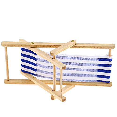 2PCS * 1:12 Miniature Foldable Dollhouse Beach Chair Model Toys Stripe Red/Blue Outdoor Chaise Longue Furniture Accessories (Radom Color)