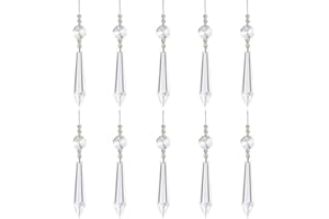 YPLonon Kristall Eiszapfen Anhänger Kronleuchter Prisma 10 Stück 62mm Kristalle Tropfen zum Aufhängen Transparent Kristallanhänger für Kronleuchter für Weihnachtsdeko DIY Sonnenfänger Garten Hochzeit