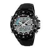 Digital Uhren Herren, Ulanda Jungen Multifunktions Digital Sportuhr Männer, Wasserdicht Elektronisch Militär LED Digital Analog Uhr, Männlich Armee Stoßfest Armbanduhr mit Alarm, Stoppuhr (Schwarz)