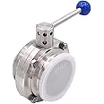DERNORD Sanitary Butterfly Valve with Pull Handle Stainless Steel 304 Tri Clamp Clover (3" Tube OD)