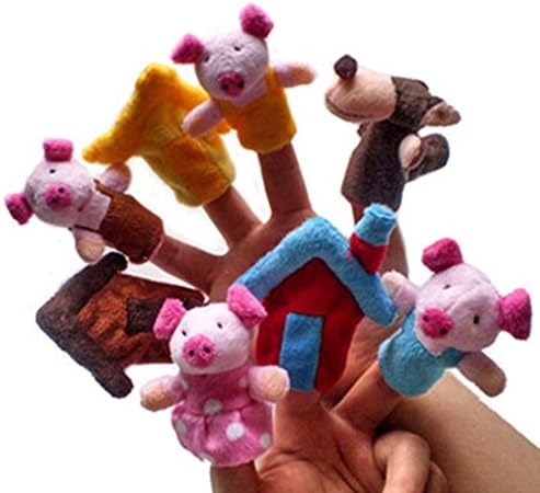 Finger Puppets Christmas Play Story Hand Toy Set (8pcs Three Little Pigs)