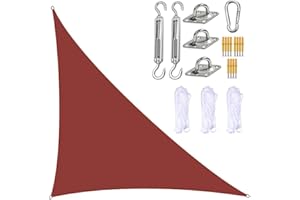 DDLL Shade Sail Right Angle, 3m x 4m x 5m Sun Sail Shade with Hardware Kits, 3 Ropes, Waterproof, UV Block, Garden Sail Canopy for Outdoor Patio Backyard Hot Tub,rust red