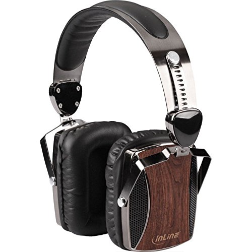 InLine 55358 woodon-ear Headset mit Kabelmikrofon/Funktionstaste walnuß