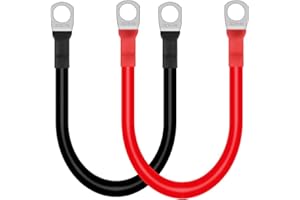 BouGPeng 2 Piezas Cable Batería 50cm Cable Bateria Coche 25mm² 3AWG Rojos y Negros Cable de Arranque para Automóvil Cables de Inversor Baterias con Terminales de Anillo para Motocicleta Moto Solar
