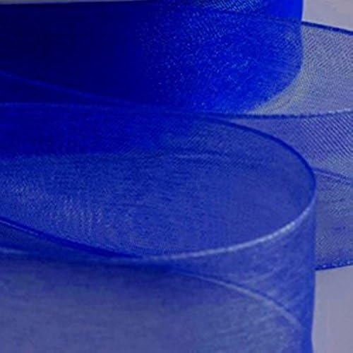 50 Yard Roll of 20mm Sheer Organza Ribbon 46 Metres Wedding (BLUE)