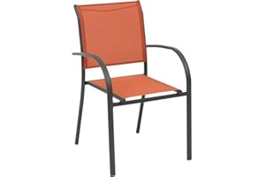 Hespéride - Fauteuil Piazza Ambre et Graphite - L. 56 x P. 65 x H. 87 cm - Mobilier d'Extérieur pour Terrasse Balcon Patio