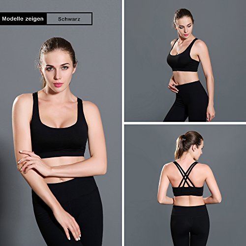Yli Fit Damen Sport-BH Push Up Kreuz X-rücken Starker Halt Für Yoga Fitness-Training - 5