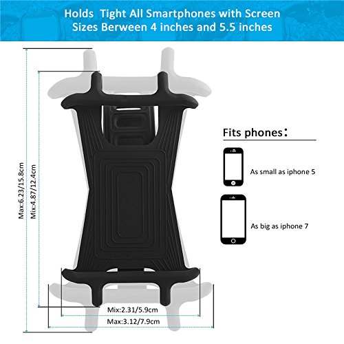 Cycling GPS Phone Mount, durevole antiscivolo in silicone bicicletta supporto, telefono cellulare, supporto flessibile universale per auto per telefoni smartphone e tutti i manubri di bici/moto nero