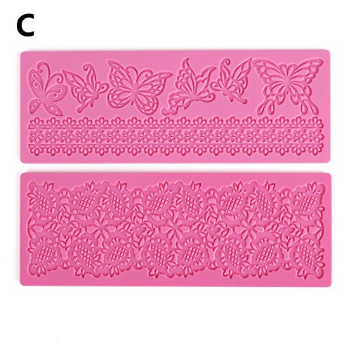 SunJas 6tlg Hochzeit Tortenrand Ausstecher Ausstechform für Torten Fondant Kuchen Marzipan Backen Deko Stempel Set Kit - 4