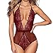 Produktbild Damen Dessous Weihnachten Luckycat Frauen V Ausschnitt Floral Dessous Set Open Front Babydoll Mesh Unterwäsche Nachtwäsche Unterwäsche Reizwäsche Dessous-Sets