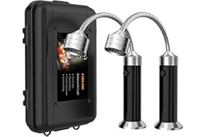 TopHomer - Set di 2 luci magnetiche per barbecue, regolabili a 360°, con scatola portaoggetti per campeggio, picnic, officina, garage
