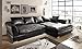 Produktbild Euro Tische Big Sofa mit Modernem Stlye Stoff in Vintage Schwarz Kunstleder Ecksofa Größe 290x182cm
