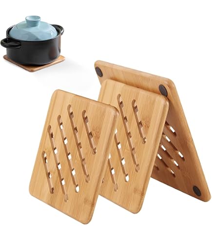Lot De 2 Dessous De Plat En Bambou 19cm - Antidérapants, Résistants à La Chaleur - Pour Protection Tables