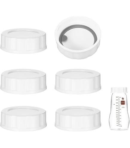 Maymom Tappi a Vite (Travel Caps) con Disco di Tenuta Scrivibile, Compatibili con Biberon Avent e Biberon Maymom a Bocca Larga; Ricambio per Anello e Disco di Tenuta Avent Natural, Set da