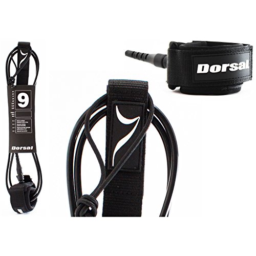 DORSAL Premium ProComp Surfboard 6, 7, 8, 9, 10 FT Surf Leash - Black 9 FT Longboard/Black