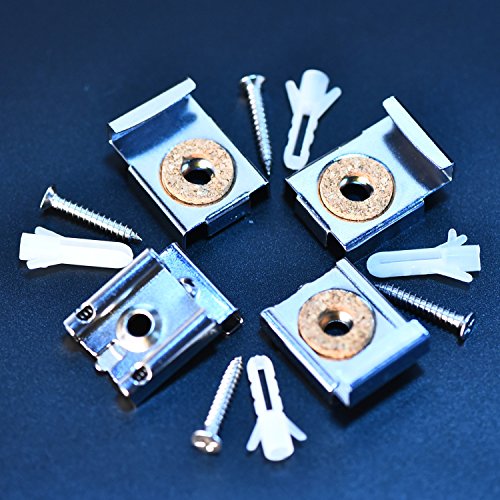 Shappy 2 Set (8 Stück) Federbelastete Spiegelaufhängung Clips Set Ungerahmte Spiegelhalterung Spiegelhalter Clip mit Rawl Plugs und Schrauben - 6