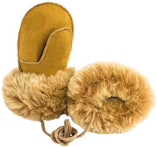 Ciora Baby Luxury Handmade 100% Lambskin Suede Mittens (Honey) With Cord (Medium) - GIFT BOXED