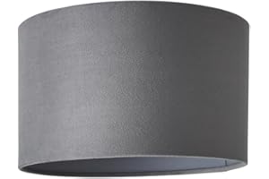 MiniSun | Small Modern Grey Velvet Drum Light Shade | Lamp Shades, Home Décor & Improvement Essential | 250mm Shade Width