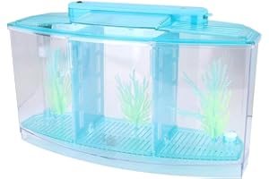 LIZEALUCKY Betta Fish Tank, Isolamento Luce Regolabile Acrilico Piccolo Acquario con Luce LED, Piccolo Fish Tank Starter Kit, Beta Fish Tank con Valvola di Cambio Acqua per Ufficio Home Room Decor(Blu)