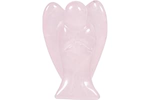 ‎AMOGEELI Amogeeli Rosenquarz Stein Handschmeichler Kristall Engel Figur, Mini Schutzengel Deko Heilstein Taschen Glücksengel Glücksbringer für Frieden und Liebe