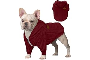 meioro Cappuccio con Cerniera per Cani Maglione per Animali Domestici Abbigliamento per Animali Domestici Carino Inverno Caldo con Cappuccio Cucciolo Bulldog Francese Pug (L, Rosso)